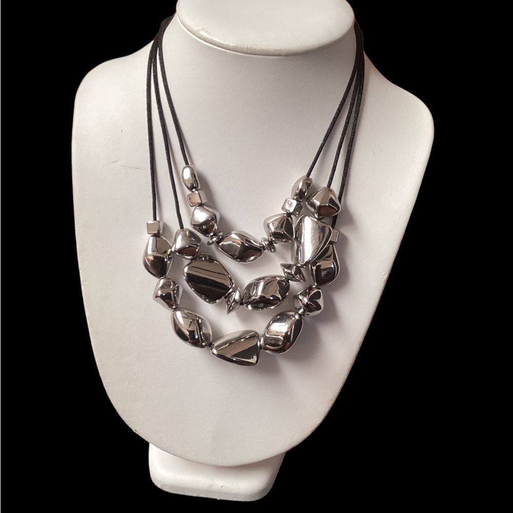 Chico’s silver/black 3 strand necklace, length 15 inches